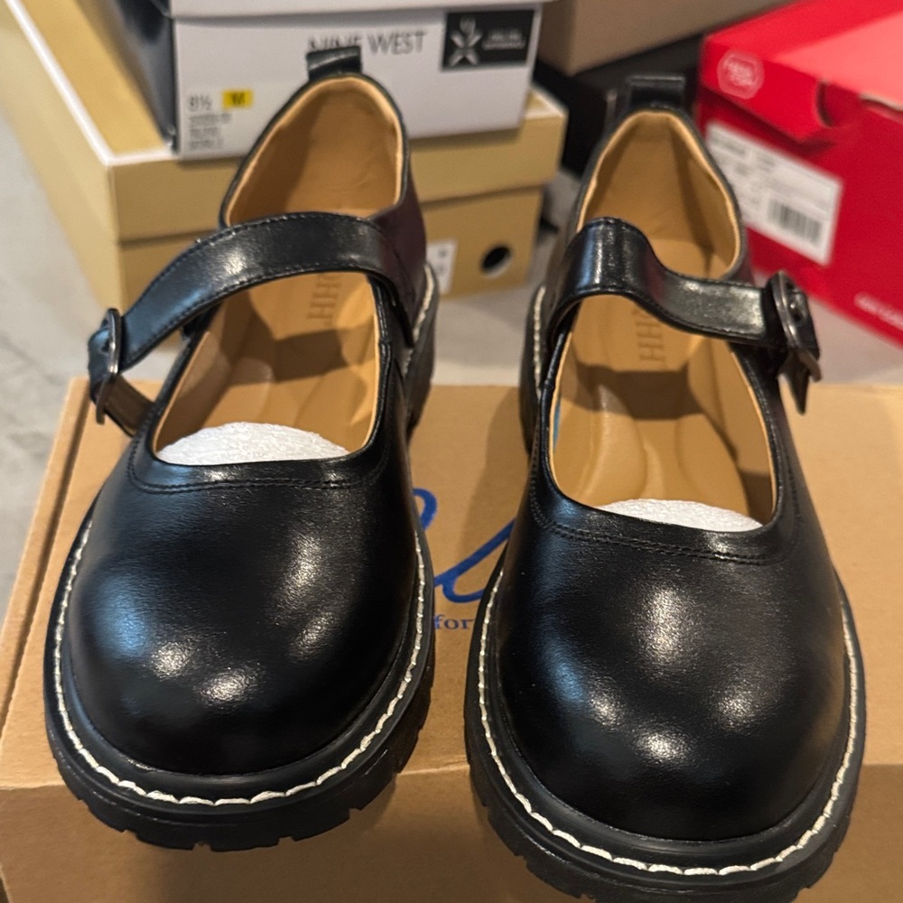 Classic Black Mary Jane Dress Shoes with Buckle